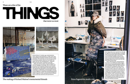 TANK 108 Autumn 2026, THINGS spread featuring Richard Malone and Petra Fagerstrom